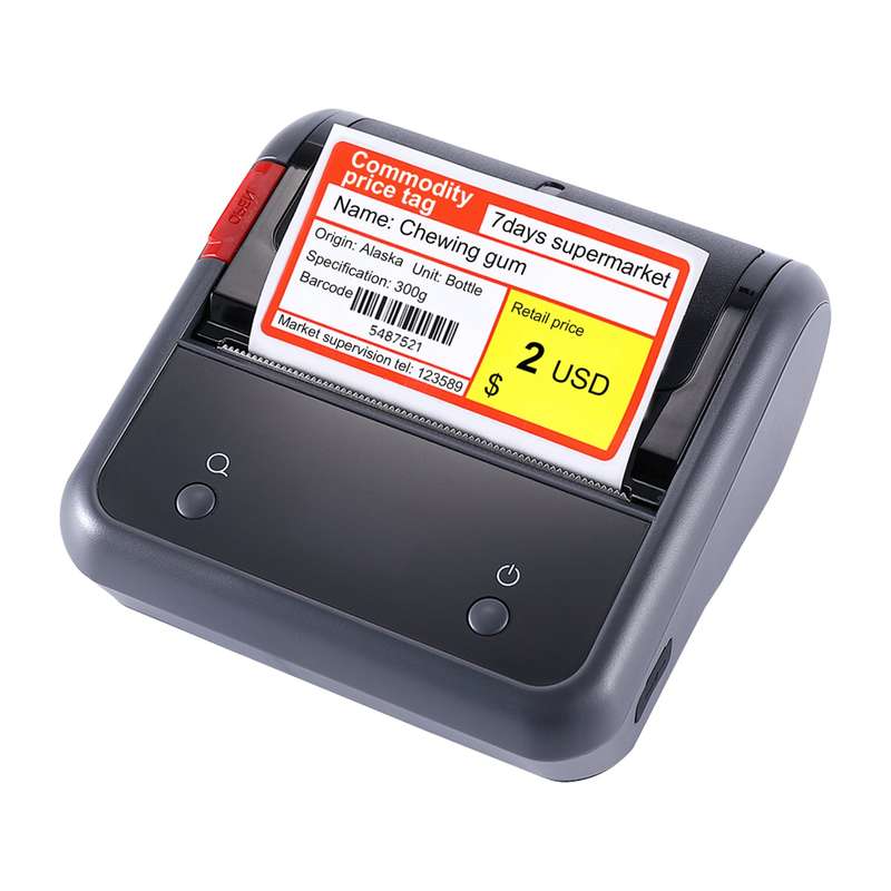Portable 80mm Thermal Label Printer BT Label Maker Sticker Machine with Rechargeable Battery