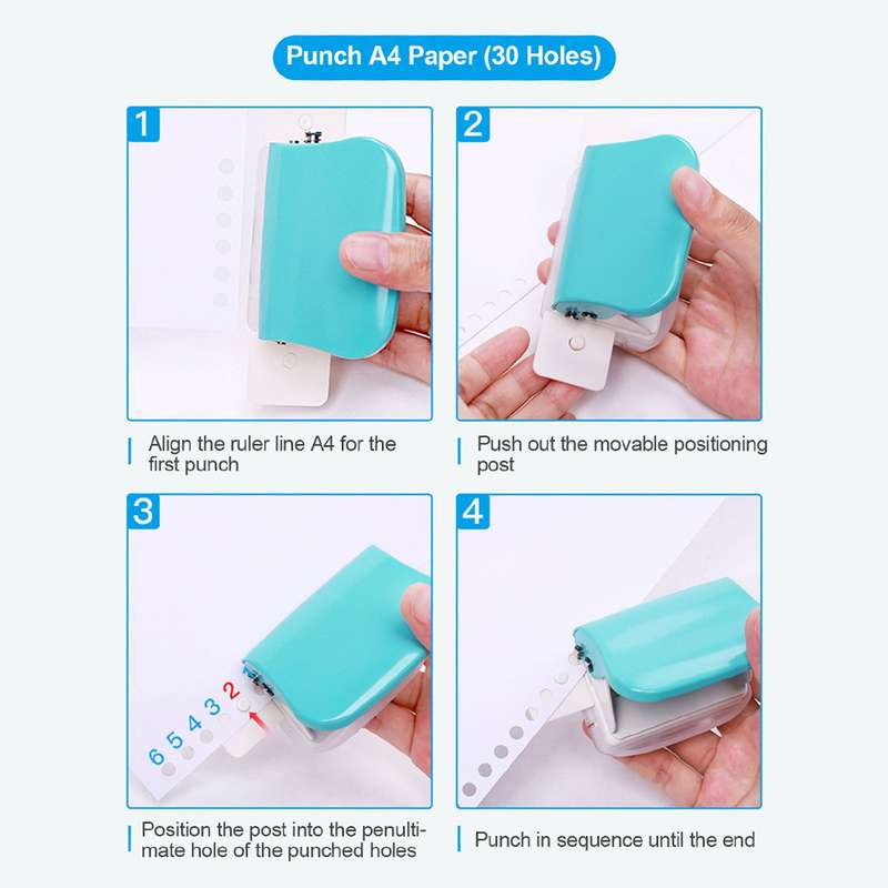 KW-trio 6-Hole Paper Punch Handheld Metal Hole Puncher 5 Sheet Capacity 6mm for A4 A5 B5 Note