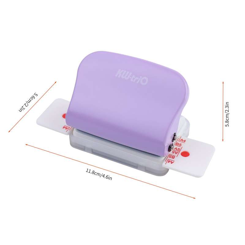 KW-trio 6-Hole Paper Punch Handheld Metal Hole Puncher 5 Sheet Capacity 6mm for A4 A5 B5 Note