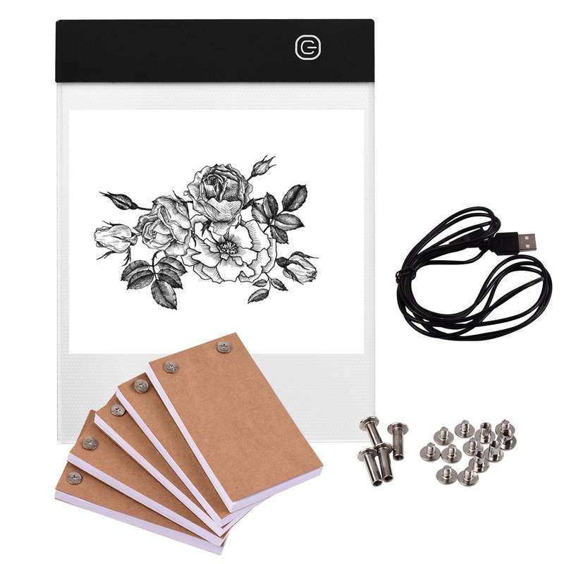 Portable Flip Book Kit with Light Pad Tablet LED Light Box 3 Level Brightness Control 300 She