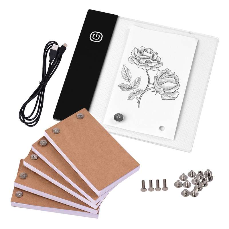 Flip Book Kit with Mini Light Pad LED Lightbox Tablet Design with Hole 300 Sheets Flipbook Pa