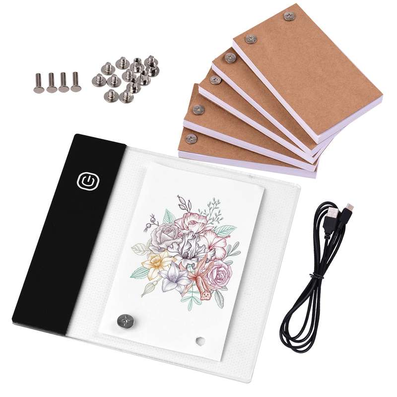 Flip Book Kit with Mini Light Pad LED Lightbox Tablet Design with Hole 300 Sheets Flipbook Pa