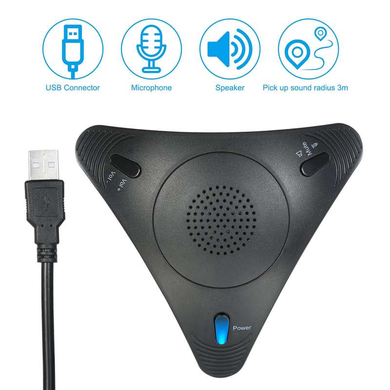 USB Conference Computer Microphone VOIP Omnidirectional Desktop Wired Microphone Built-in Spe