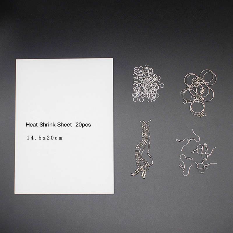 Heat Shrink Plastic Sheet Kit 20pcs Blank Translucent Shrink Film Paper Key Rings and Other A
