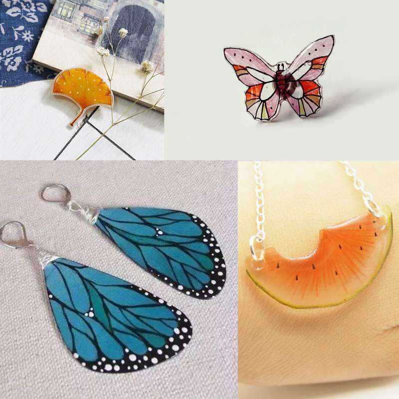 Heat Shrink Plastic Sheet Kit 20pcs Blank Translucent Shrink Film Paper Key Rings and Other A