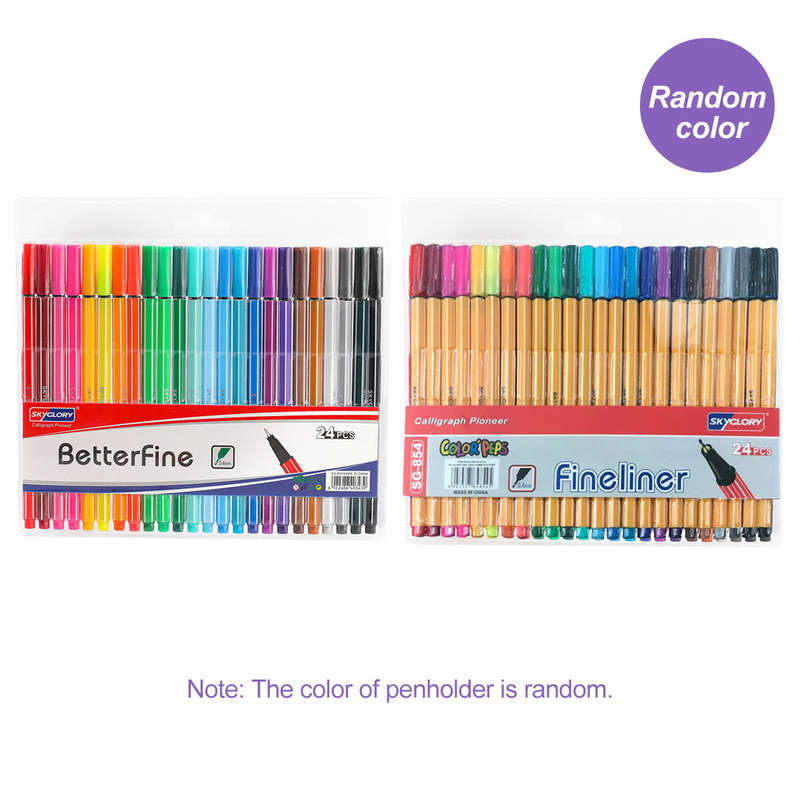 SKYGLORY 24 Colors Fineliner Pens 0.4mm Fine Tip Marker Drawing Color Pens Set Art Office Sch