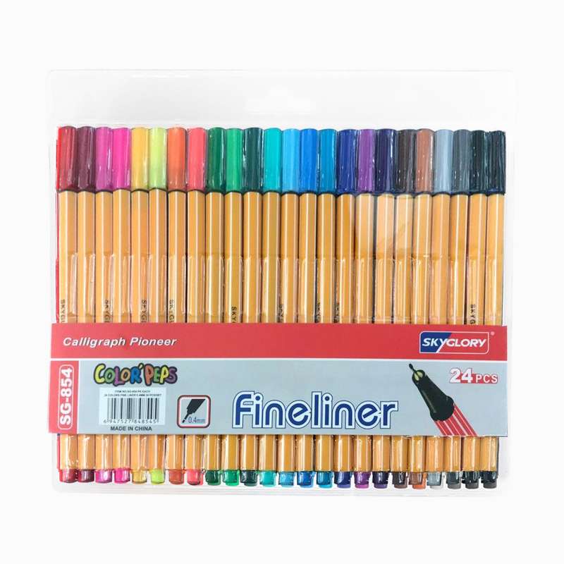 SKYGLORY 24 Colors Fineliner Pens 0.4mm Fine Tip Marker Drawing Color Pens Set Art Office Sch
