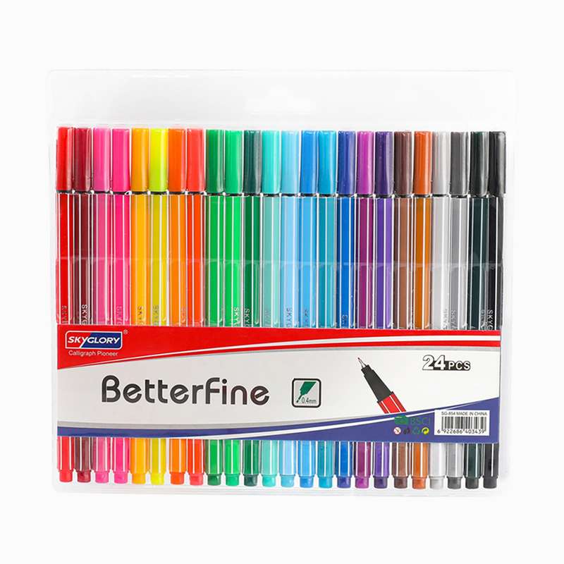 SKYGLORY 24 Colors Fineliner Pens 0.4mm Fine Tip Marker Drawing Color Pens Set Art Office Sch