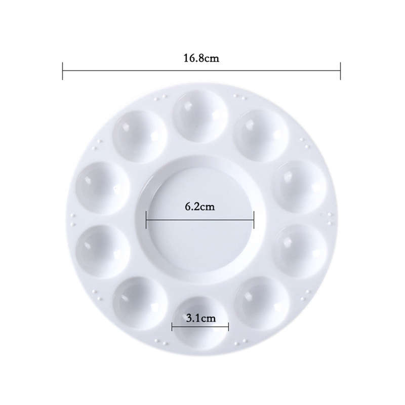 White Plastic Palette Round Shape Paint Tray for Holding and Mixing Colors for Watercolor Acr