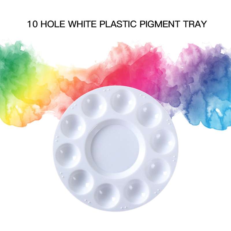 White Plastic Palette Round Shape Paint Tray for Holding and Mixing Colors for Watercolor Acr