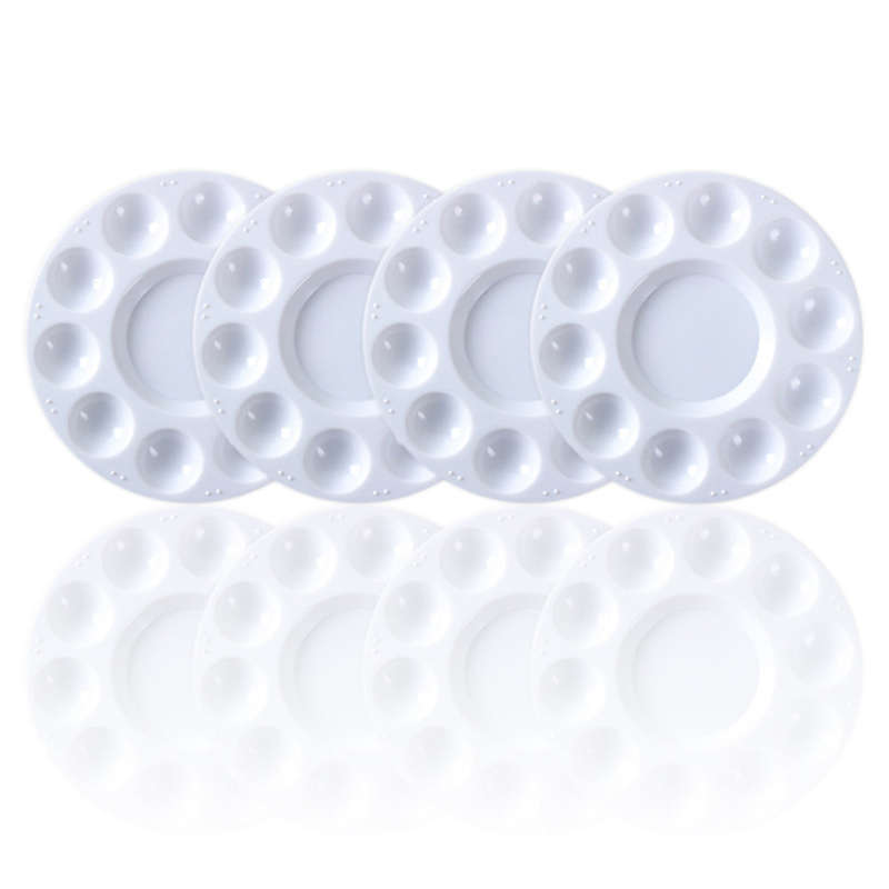 White Plastic Palette Round Shape Paint Tray for Holding and Mixing Colors for Watercolor Acr