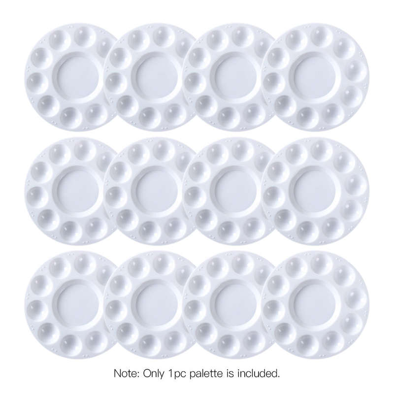 White Plastic Palette Round Shape Paint Tray for Holding and Mixing Colors for Watercolor Acr