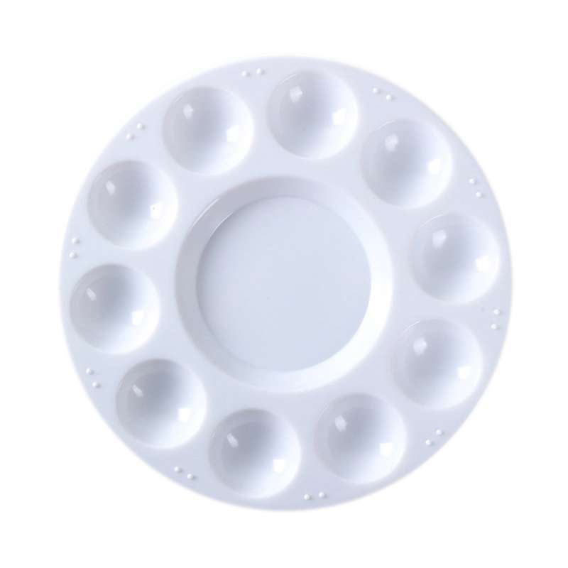White Plastic Palette Round Shape Paint Tray for Holding and Mixing Colors for Watercolor Acr