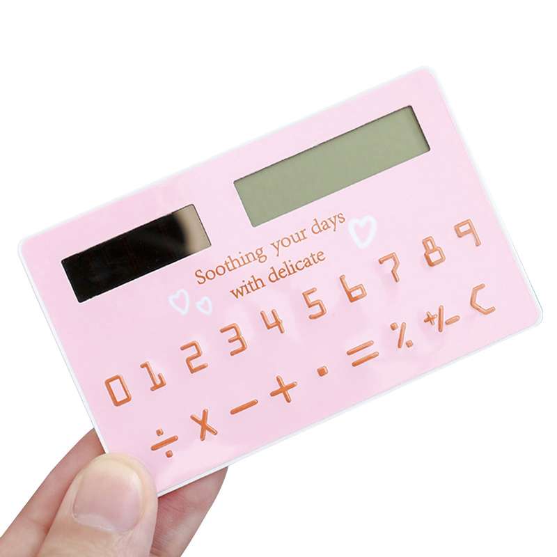 Mini Card Size Calculator Ultra-thin Cute Cartoon Solar Powered Calculator 8 Digits Display P
