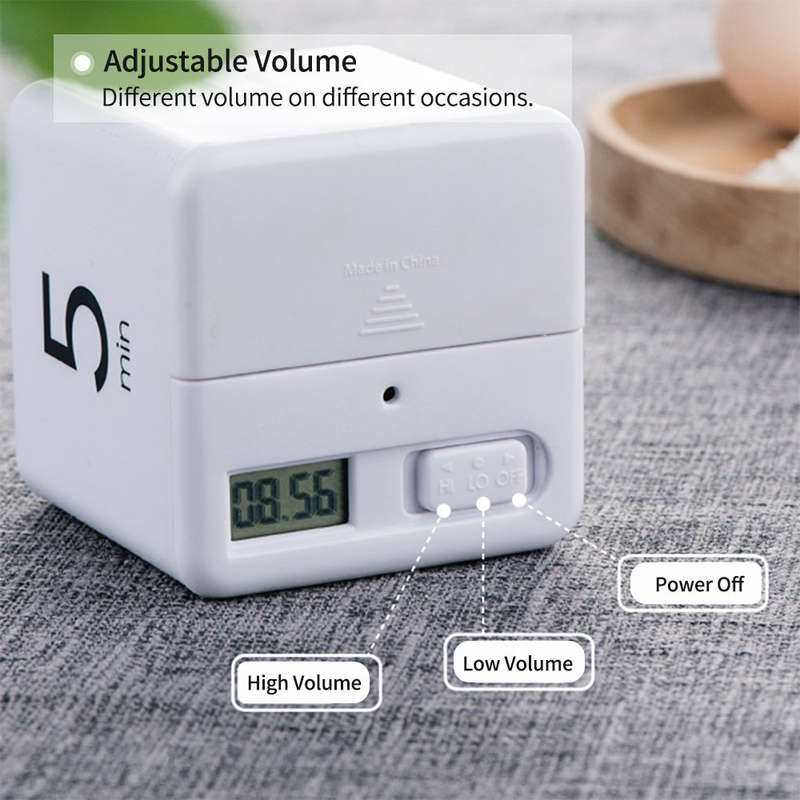 Portable Cube Timer Digital Kitchen Timer Countdown Alarm 15-20-30-60 Minutes Flip Timing wit