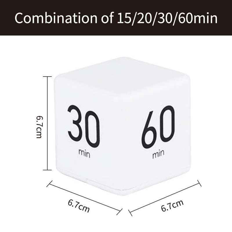 Portable Cube Timer Digital Kitchen Timer Countdown Alarm 15-20-30-60 Minutes Flip Timing wit