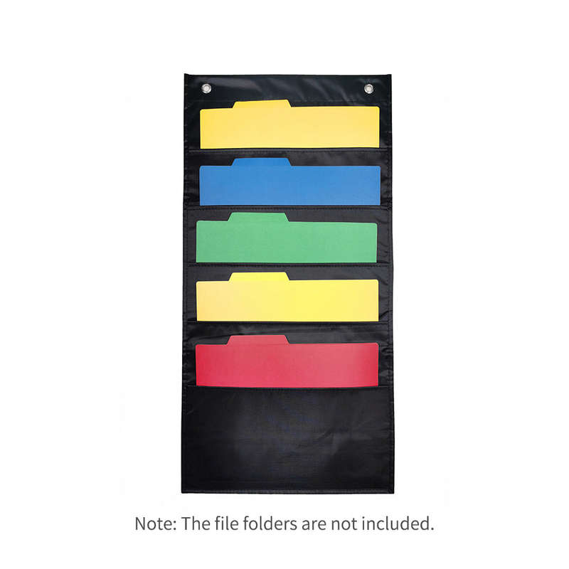 Hanging Wall File Organizer Large 5 Pockets Storage Pocket Chart with 2 Hangers Folder Holder