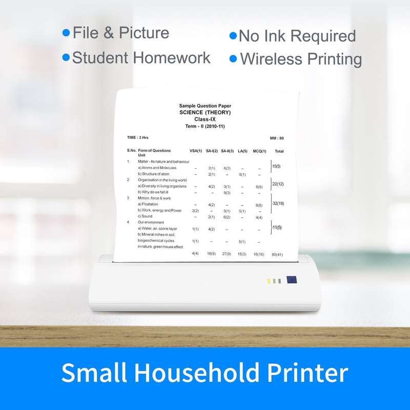 GOOJPRT A4 Portable Thermal Printer 210mm Mini Mobile Photo Printer 300dpi BT USB Connection