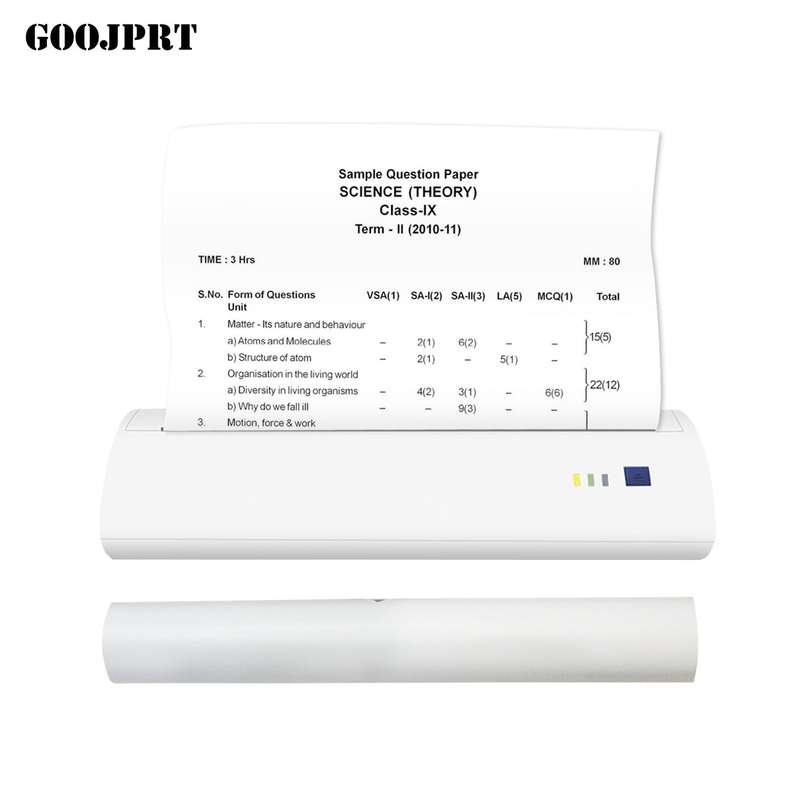 GOOJPRT A4 Portable Thermal Printer 210mm Mini Mobile Photo Printer 300dpi BT USB Connection