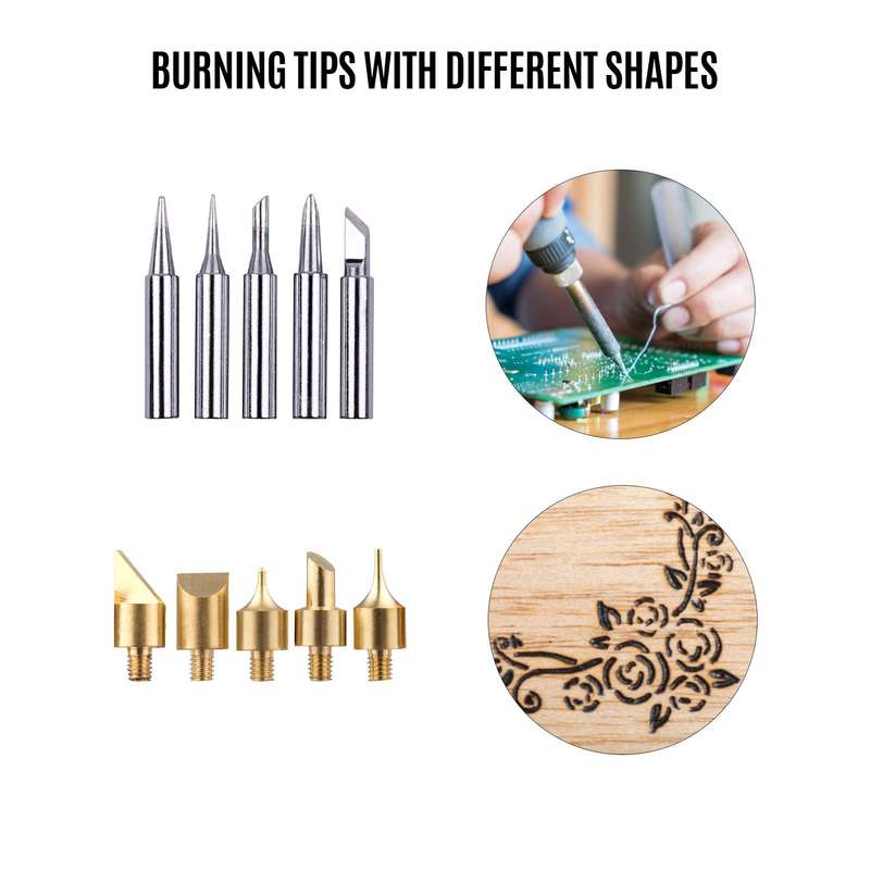 12 Pieces Wood Burning Tool Kit Pyrography Pen Adjustable Temperature from 200-480 with LCD