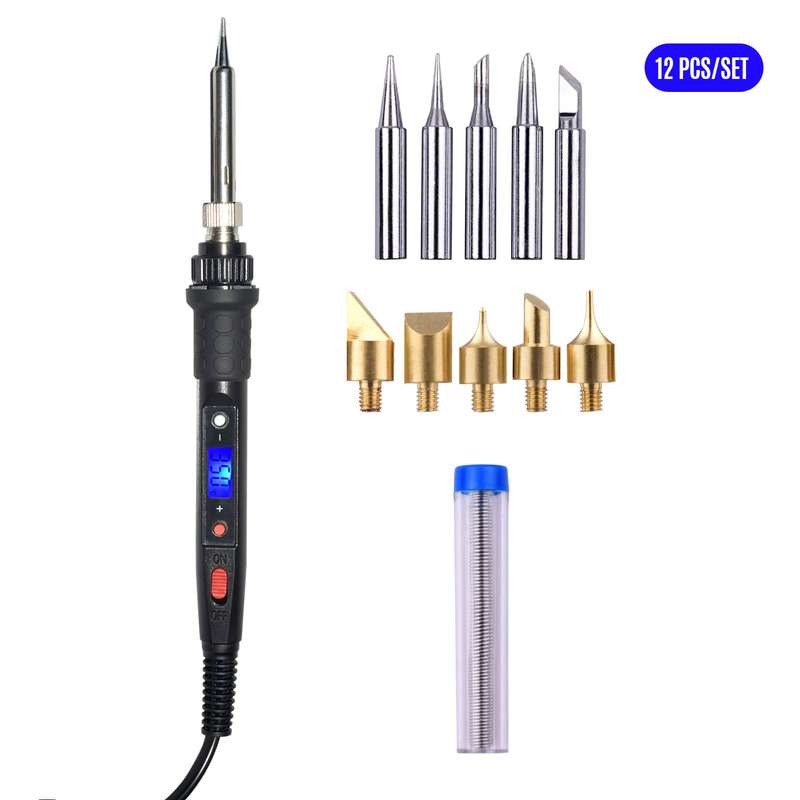 12 Pieces Wood Burning Tool Kit Pyrography Pen Adjustable Temperature from 200-480 with LCD