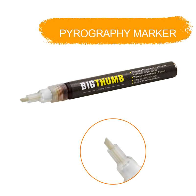 Pyrography Marker Chemical Wood Burning Marker Pen with Waterproof Gloves 4pcs Wood Slices Sa