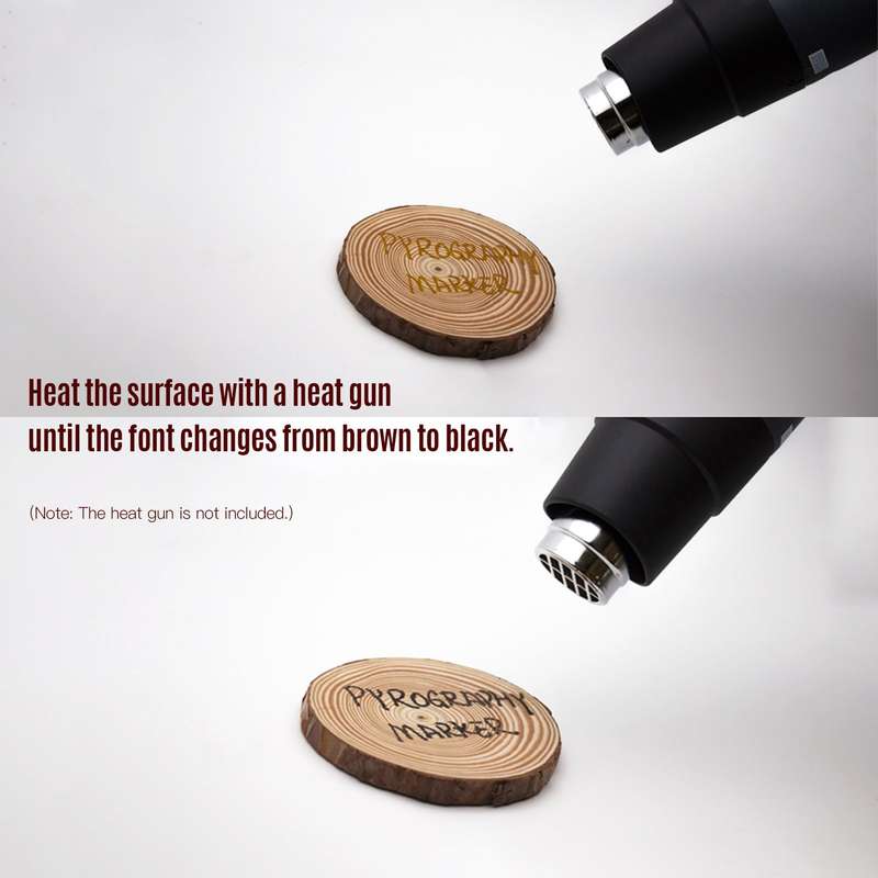 Pyrography Marker Chemical Wood Burning Marker Pen with Waterproof Gloves 4pcs Wood Slices Sa