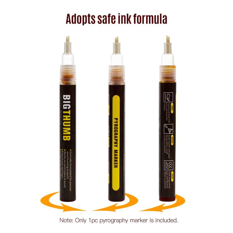 Pyrography Marker Chemical Wood Burning Marker Pen with Waterproof Gloves 4pcs Wood Slices Sa