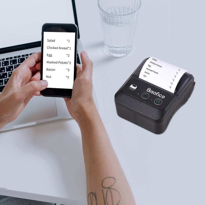 Bisofice Portable Wireless BT 58mm 2 Inch Thermal Receipt Printer Mini USB Bill POS Mobile Pr