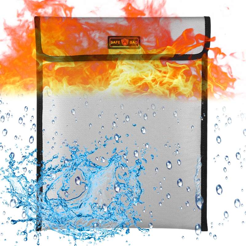 Fireproof Document Bag 13.4 * 10.8in Fireproof and Waterproof Money Bag Holder Durable Safe S