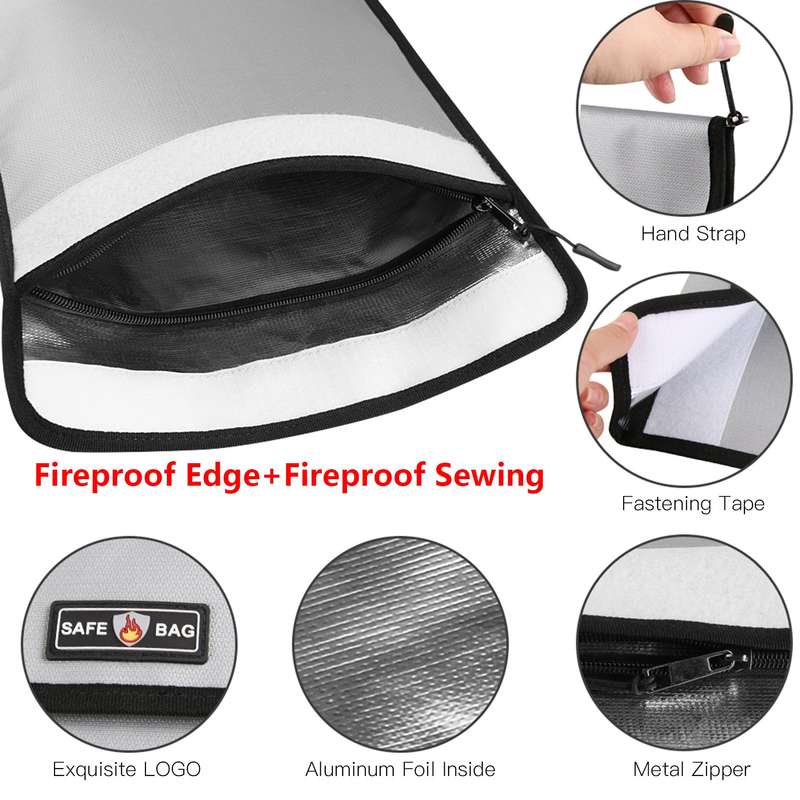 Fireproof Document Bag 13.4 * 10.8in Fireproof and Waterproof Money Bag Holder Durable Safe S