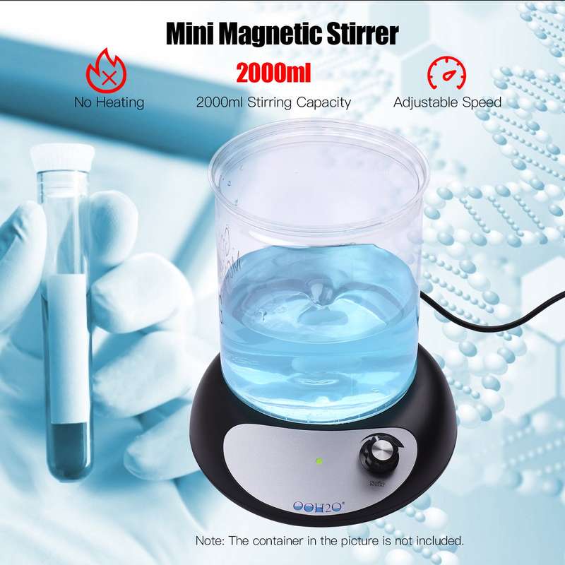 Magnetic Stirrer Mini Magnetic Mixer Speed Adjusting with Stir Bar No Heating 2000ml Stirring