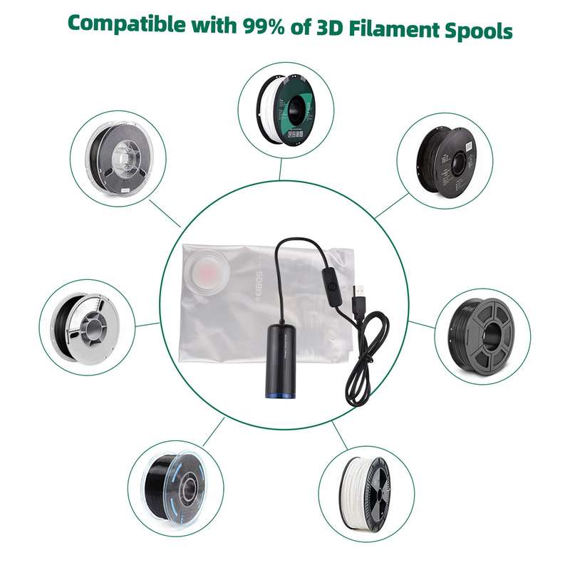 EIBOS 3D Printer Filament Vacuum Storage Bag Kit with Electric Pump Sealing Clips Storage Bag