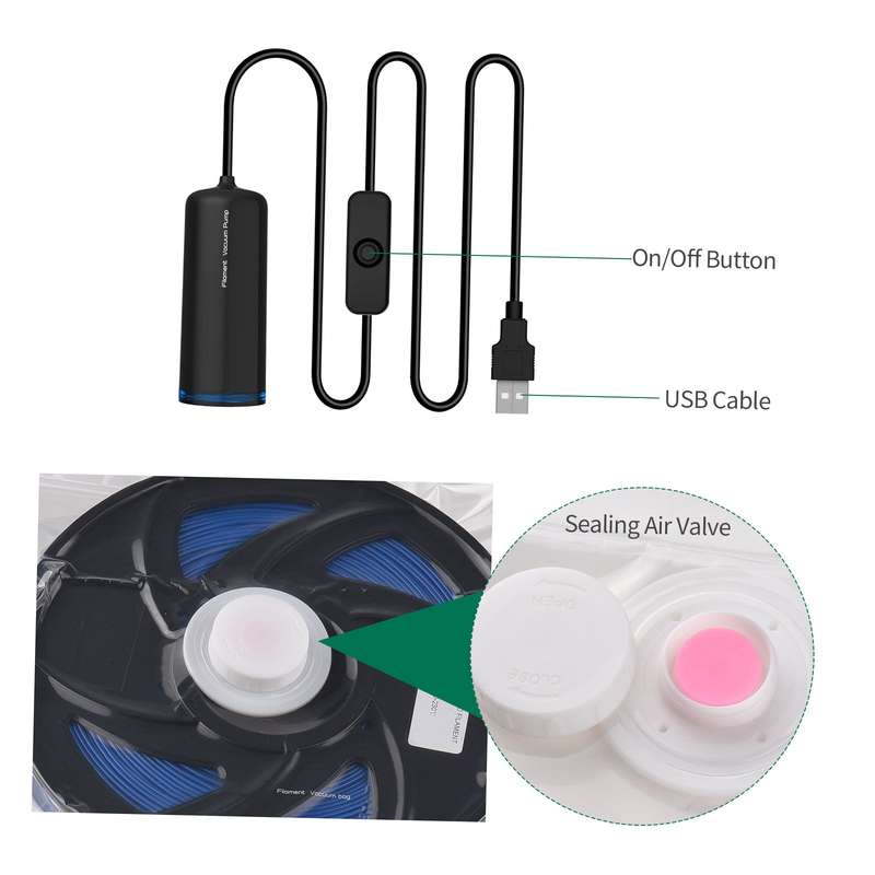 EIBOS 3D Printer Filament Vacuum Storage Bag Kit with Electric Pump Sealing Clips Storage Bag