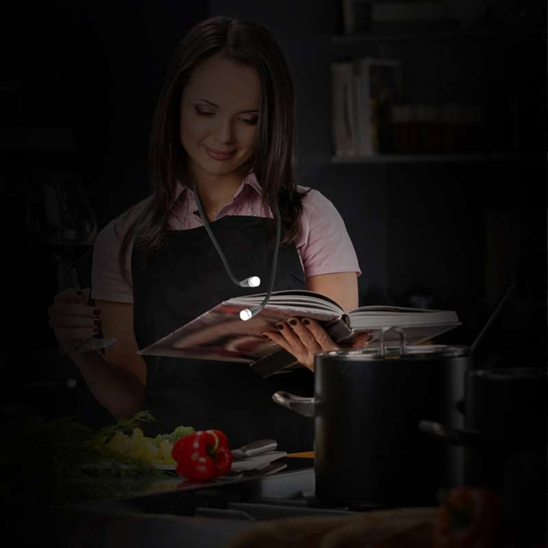 Neck Hug Reading Light Rechargeable LED Book Light Hand-Free 3 Brightness Levels for Reading