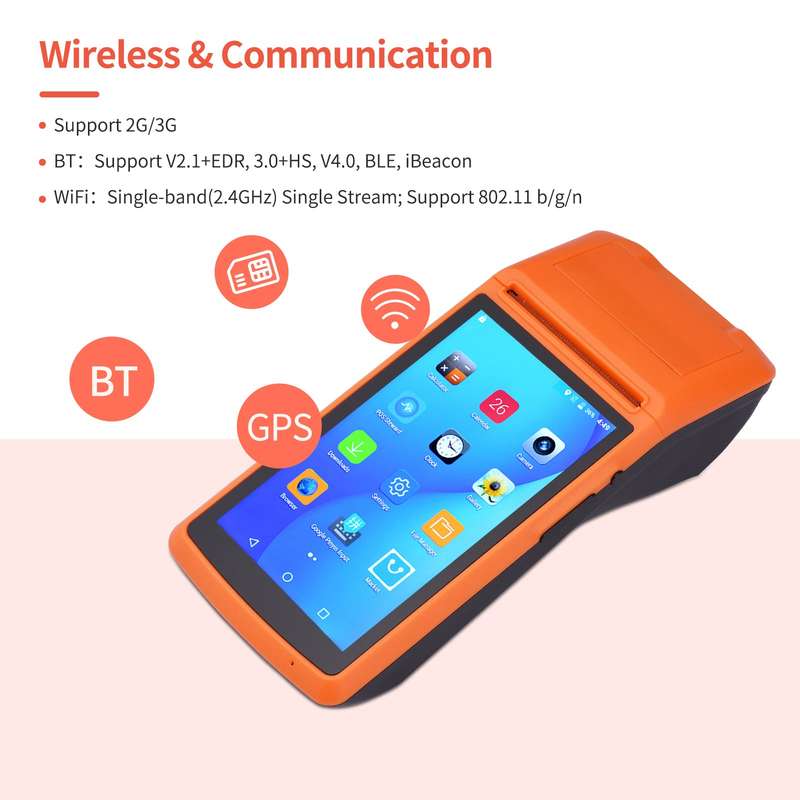 M1S Android Mobile POS Terminal Handheld PDA Printer All in One 58mm Receipt Printer 1D 2D Ba