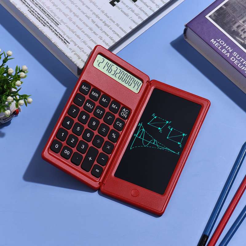 Foldable Calculator & 6 Inch LCD Writing Tablet Digital Drawing Pad 12 Digits Display with St