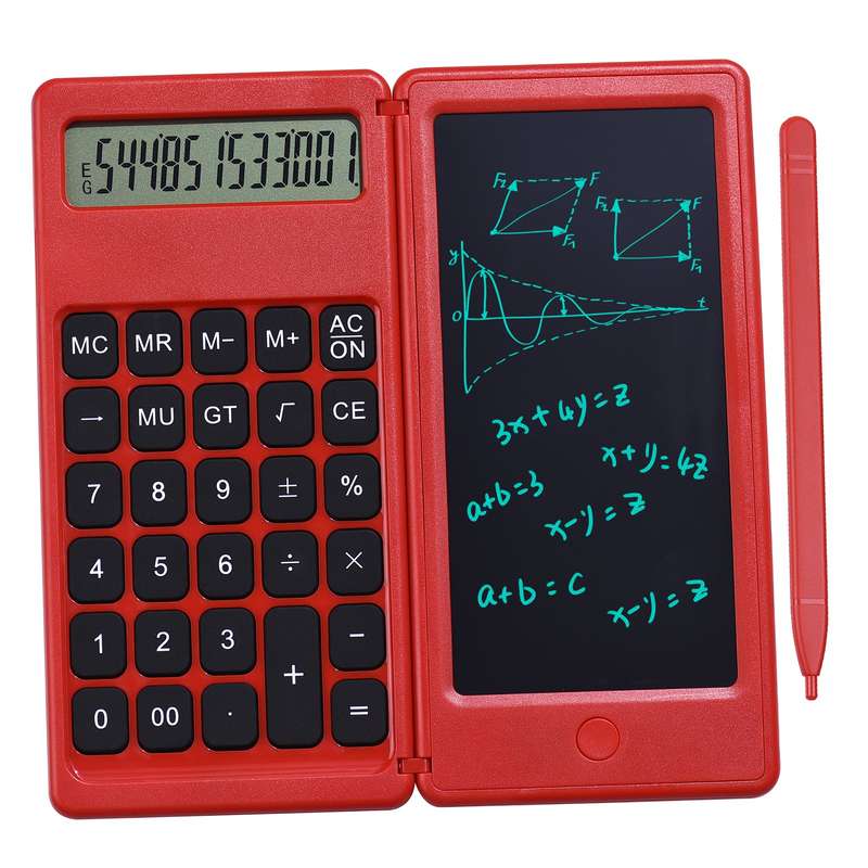Foldable Calculator & 6 Inch LCD Writing Tablet Digital Drawing Pad 12 Digits Display with St