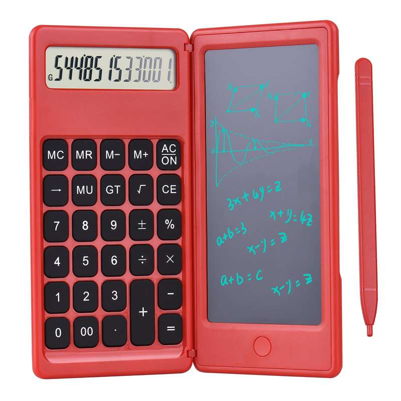 Foldable Calculator & 6 Inch LCD Writing Tablet Digital Drawing Pad 12 Digits Display with St