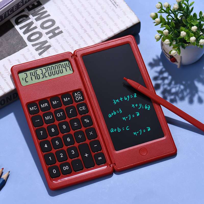 Foldable Calculator & 6 Inch LCD Writing Tablet Digital Drawing Pad 12 Digits Display with St