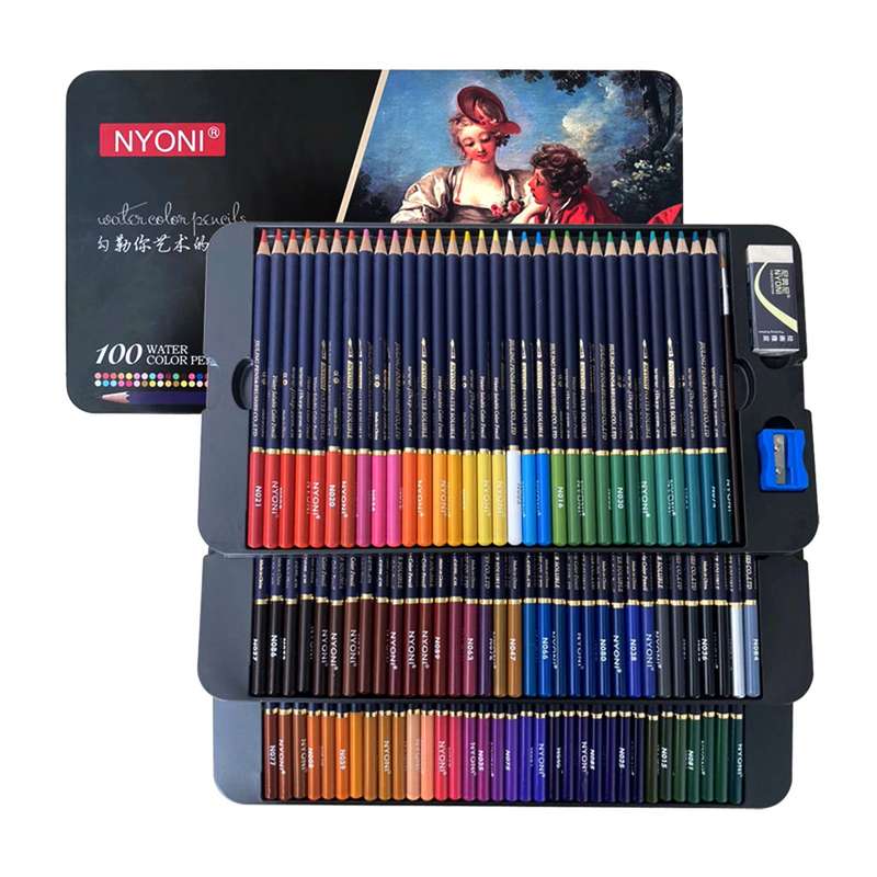 NYONI Professional Watercolor Pencils Set 12/24/36/48/72/100 Colored Pencils Water Soluble Co