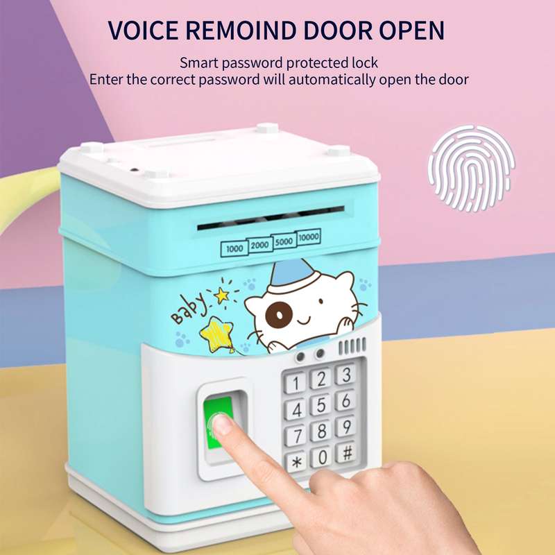 Electronic Piggy Bank MINI ATM Saving Box with Password Simulated Fingerprint Money Bank for