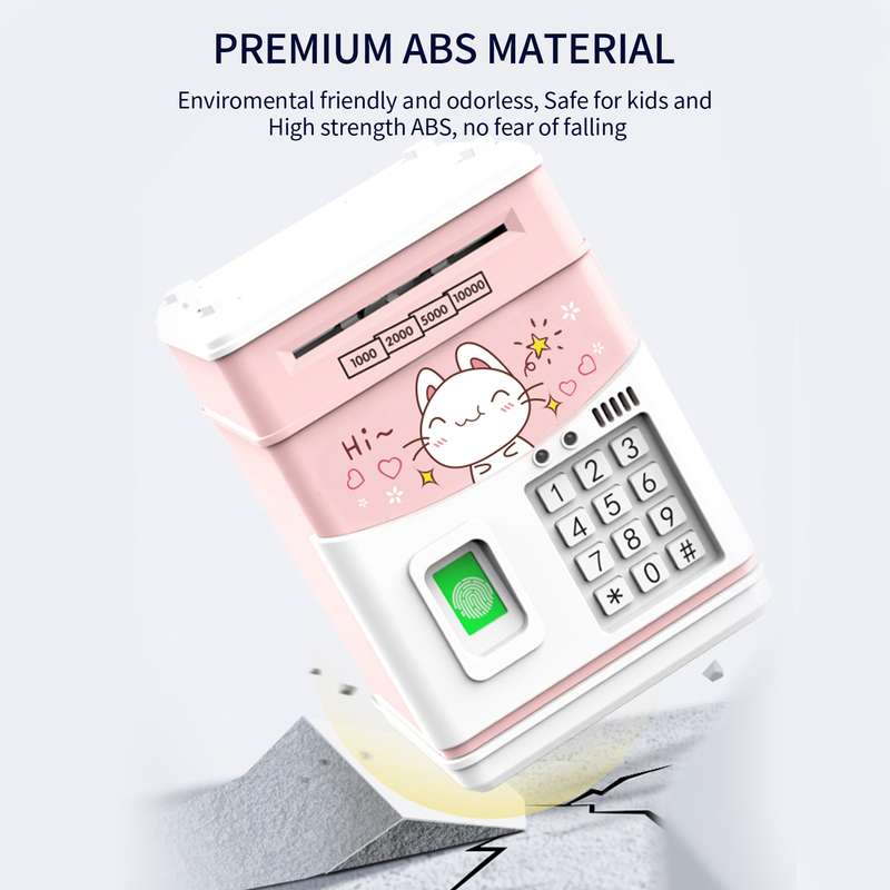 Electronic Piggy Bank MINI ATM Saving Box with Password Simulated Fingerprint Money Bank for