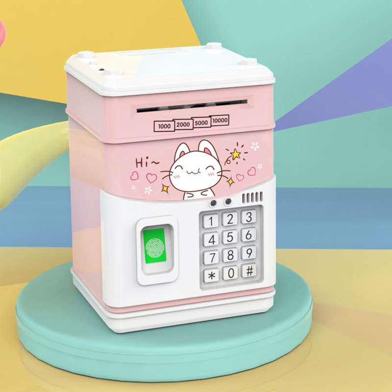 Electronic Piggy Bank MINI ATM Saving Box with Password Simulated Fingerprint Money Bank for