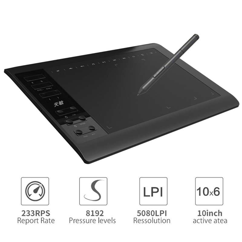 10moons G10 Digital Art Graphics Drawing Tablet 10 x 6 Inches Ultralight Art Creation Sketch