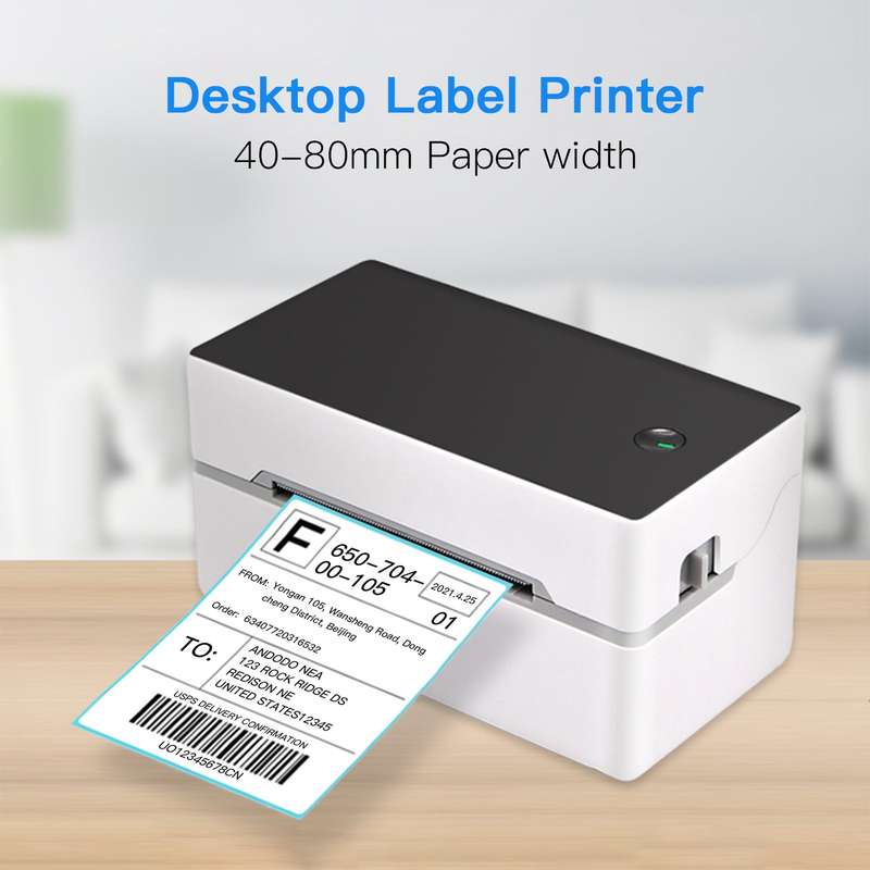 Desktop Shipping Label Printer High Speed USB + BT Direct Thermal Printer Label Maker Sticker