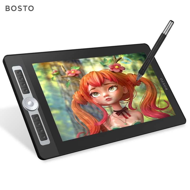 BOSTO 16HD Pro Portable 15.6 Inch H-IPS LCD Graphics Drawing Tablet Display Digital Art Drawi