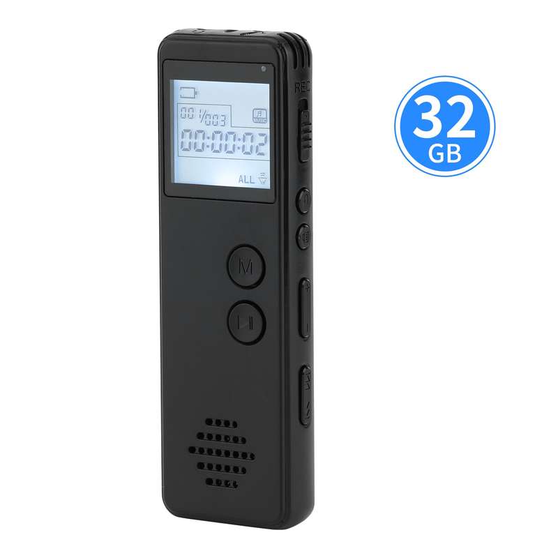 32GB Digital Voice Recorder Voice Activated Recorder Noise Reduction MP3 Player HD Recording