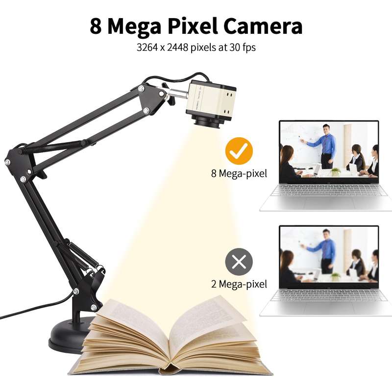 2 in 1 Document Scanner Camera & Webcam with Auto-Focus 8 Mega-pixel HD High-Definition A3 Sc