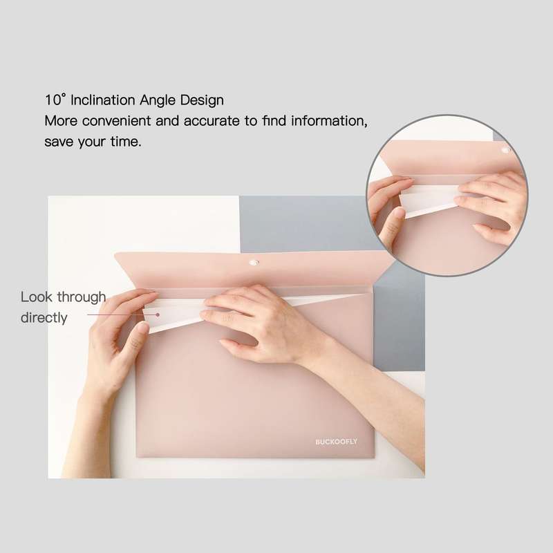 Expanding File Folder 1 Pocket Plastic Envelope File Organizer with Smap Button Closure  Port